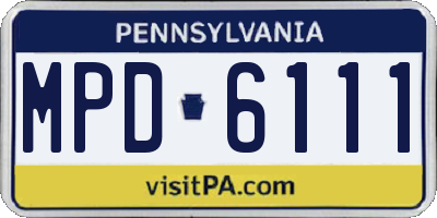 PA license plate MPD6111