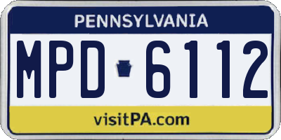 PA license plate MPD6112