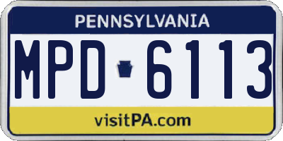 PA license plate MPD6113