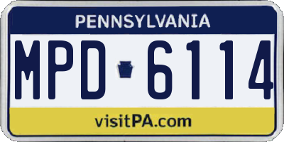 PA license plate MPD6114