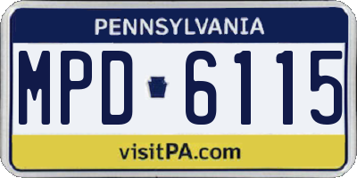 PA license plate MPD6115