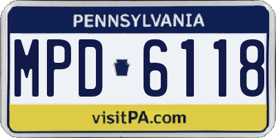PA license plate MPD6118