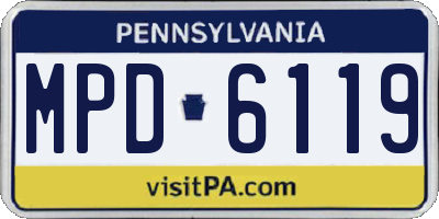 PA license plate MPD6119