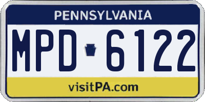 PA license plate MPD6122