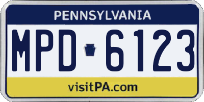 PA license plate MPD6123