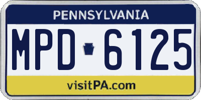 PA license plate MPD6125