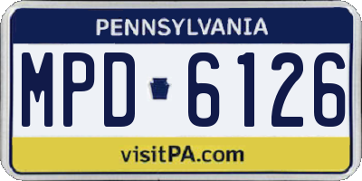 PA license plate MPD6126