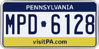 PA license plate MPD6128