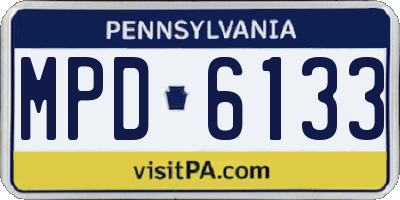 PA license plate MPD6133