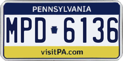 PA license plate MPD6136
