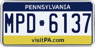 PA license plate MPD6137