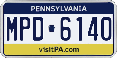 PA license plate MPD6140