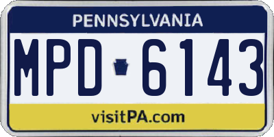 PA license plate MPD6143