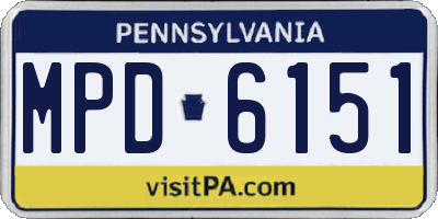 PA license plate MPD6151