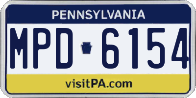 PA license plate MPD6154