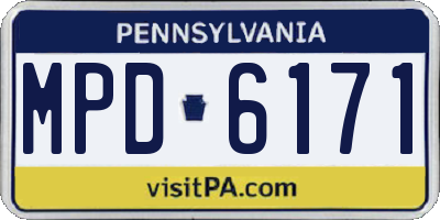 PA license plate MPD6171