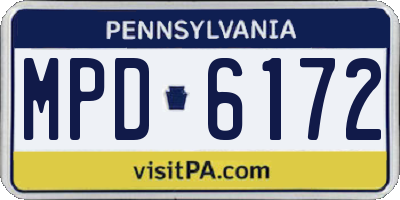 PA license plate MPD6172