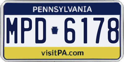 PA license plate MPD6178