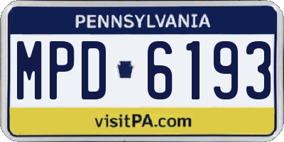 PA license plate MPD6193