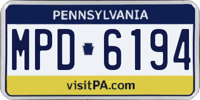 PA license plate MPD6194
