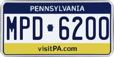 PA license plate MPD6200