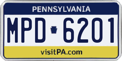 PA license plate MPD6201