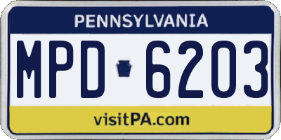 PA license plate MPD6203