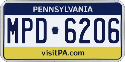 PA license plate MPD6206