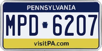 PA license plate MPD6207