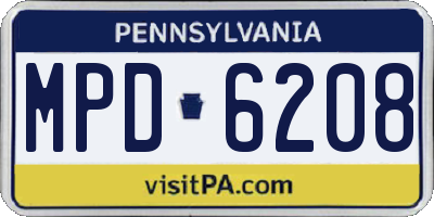 PA license plate MPD6208