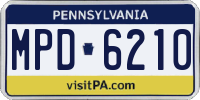 PA license plate MPD6210