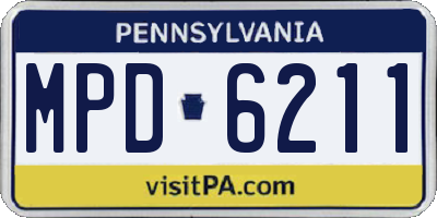 PA license plate MPD6211