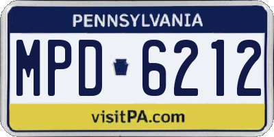PA license plate MPD6212