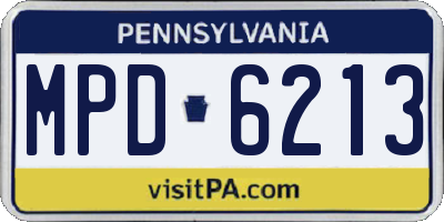 PA license plate MPD6213