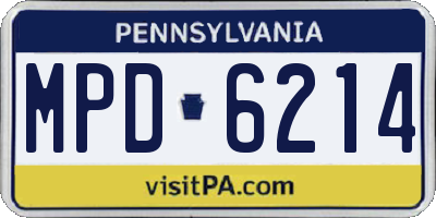 PA license plate MPD6214