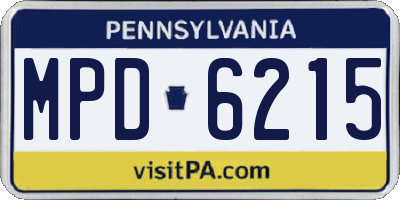 PA license plate MPD6215