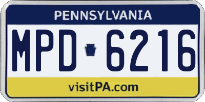 PA license plate MPD6216