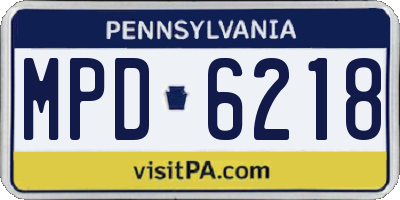 PA license plate MPD6218