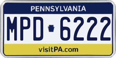 PA license plate MPD6222