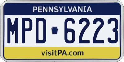 PA license plate MPD6223