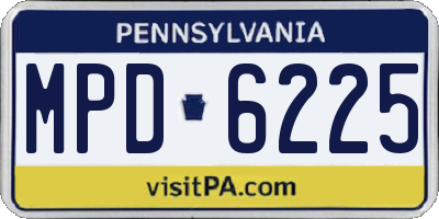 PA license plate MPD6225