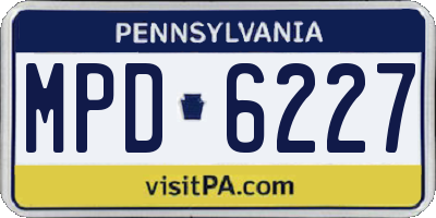 PA license plate MPD6227