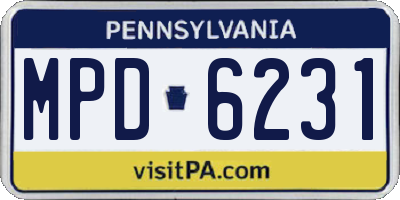 PA license plate MPD6231