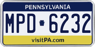 PA license plate MPD6232