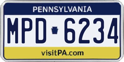 PA license plate MPD6234