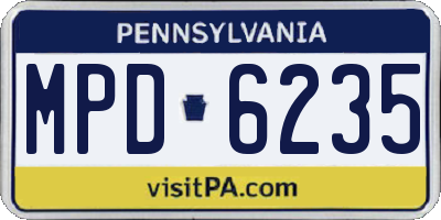 PA license plate MPD6235
