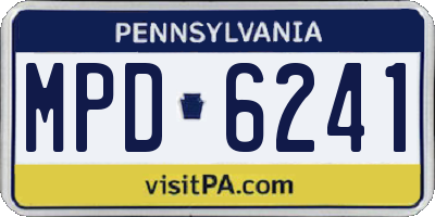 PA license plate MPD6241