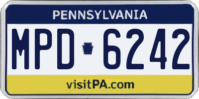 PA license plate MPD6242