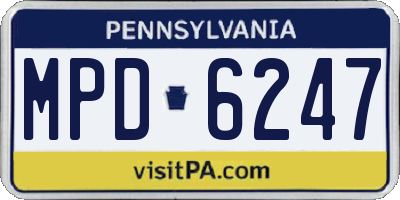 PA license plate MPD6247