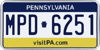 PA license plate MPD6251
